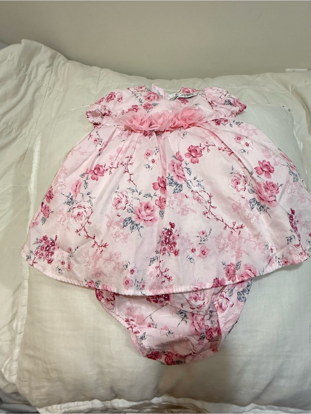Little Me Pink Floral Dress with Matching Bloomer